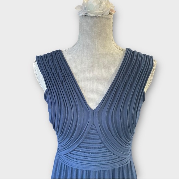 Max Studio Navy Blue Sleeveless Pleated Bodice Maxi Dress Size Small - Picture 3 of 11